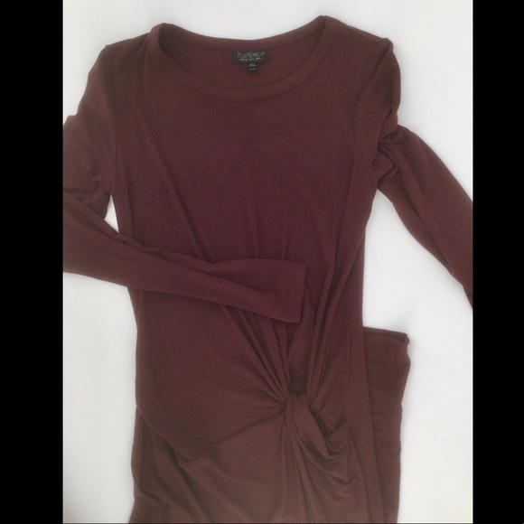 TOPSHOP Size 2 Maxi Burgundy Drop Waist Dress - Picture 6 of 9